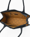 American Darling Black Western Embroidered Tote Bag with White Cactus Details