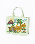 American Darling Pastel Mint Embroidered Scenic Country Tote Bag | Vintage Farm Purse