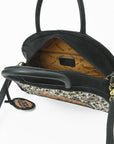 American Darling Black Beaded Half-Moon Bag with Tooled Leather Accent