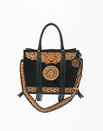 American Darling Black Fringe Tote Bag with Floral Tooled Leather