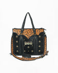 American Darling Western Tooled Leather Tote Bag for Women – Black Hand-Tooled Handbag