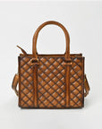 American Darling Premium Quilted Leather Tote Bag for Women – Handcrafted Genuine Leather Handbag Brown