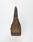 American Darling Western Leather Sling Bag with Studded Detail & Embroidery
