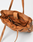 American Darling Quilted Leather Tote Bag for Women, Western Shoulder Purse with Floral Tooled Accent Tan