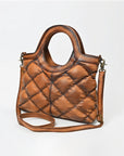 American Darling Quilted Leather Crossbody Bag for Women, Western Shoulder Purse with Round Top Handle Tan