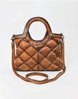 American Darling Quilted Leather Crossbody Bag for Women, Western Shoulder Purse with Round Top Handle Tan