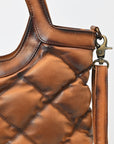 American Darling Quilted Leather Crossbody Bag for Women, Western Shoulder Purse with Round Top Handle Tan