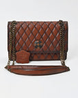American Darling Quilted Leather Crossbody Bag for Women, Chain Strap Shoulder Purse with Flap Closure, Brown