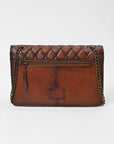 American Darling Quilted Leather Crossbody Bag for Women, Chain Strap Shoulder Purse with Flap Closure, Brown
