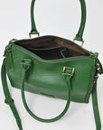 American Darling Hair-On Hide Satchel Bag for Women, Checkered Leather Handbag with Braided Crossbody Strap Black & Green
