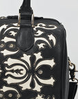 American Darling Western Leather Tooling Duffel Bag Black White Tooled Embroidery Satchel Crossbody Purse for Women