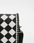 American Darling Western Leather Crossbody Bag Black White Checkered Basketweave Tooled Flap Messenger Purse for Women