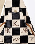 American Darling Genuine Leather Hair-On Hide Sling Bag for Women, Western Checkered Crossbody Backpack