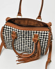 American Darling Woven Hair-On Hide Leather Satchel Bag for Women, Western Crossbody Purse with Tassel
