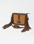 American Darling Western Suede Fringe Crossbody Bag for Women, Studded Leather Purse with Horse Bit Accent