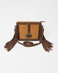 American Darling Western Suede Fringe Crossbody Bag for Women, Studded Leather Purse with Horse Bit Accent
