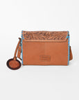 American Darling Hair-On Hide Crossbody Bag for Women, Tooled Leather Western Purse with Turquoise Detail