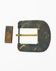 American Darling Vintage Southwest Turquoise Belt Buckle and Keeper Set – Antique Brass Tone Cowboy Buckle Hardware