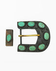American Darling Vintage Southwest Turquoise Belt Buckle and Keeper Set – Oxidized Gunmetal Cowboy Buckle Hardware