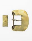 American Darling Vintage Southwest Turquoise Belt Buckle and Keeper Set – Brushed Gold Tone Cowboy Buckle Hardware