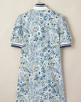 Floral Stripe Patchwork Collared Short Sleeve Mini Dress
