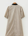 Stripe Patchwork Chest Pocket Mini Shirt Dress