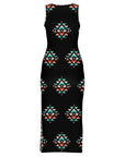 Baha Ranch Southwestern Aztec Sleeveless Bodycon Side Slit Western Maxi Dress