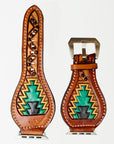 American Darling Beautifully Hand Tooled Painted Genuine Leather I watch Strap Men and Women Unisex