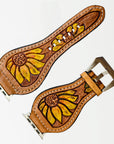 American Darling Beautifully Hand Tooled Painted Genuine Leather I watch Strap Men and Women Unisex