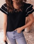 Amani Short Sleeve Textured Blouse