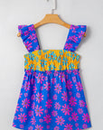 Floral Colorblock Ruffle Strap Flowy Tank Top