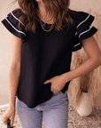 Amani Short Sleeve Textured Blouse