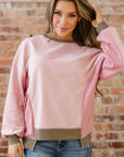Lina Waffle Patchwork Oversize Sweatshirt