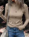 Genesis Embroidered Detail Ribbed Long Sleeve Top