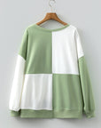 Colorblock Crewneck Henley Sweatshirt