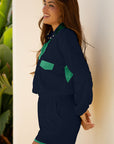 Colorblock Patchwork Pullover and Shorts Set