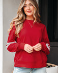 Varsity Stripe Drop Shoulder Oversized Sweatshirt
