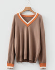 Scarlett Striped Trim Varsity Sweater