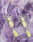 Albie Yellow Jade and Sterling Silver Drop Earrings