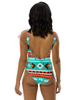 Yeehaw Turquoise Orange Aztec One-Piece Swimsuit