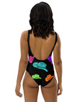Yeehaw All Neon Hat One-Piece Swimsuit