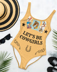 Yeehaw Let's Be Cowgirls One Piece Swim Suit
