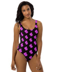 Yeehaw Purple Neon Cactus One-Piece Swimsuit