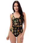 Yeeehaw Vintage Cowboy Collage Western One-Piece Swimsuit