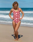 Yeehaw Red Rodeo Cowboy One-Piece Swimsuit
