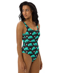 Yeehaw Turquoise Hat One-Piece Swimsuit
