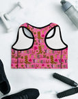 Hot Pink Yeehaw Padded Sports Bra