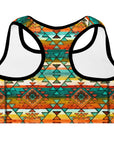 Mustard Aztec Padded Sports Bra