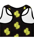 Green Neon Cactus Padded Sports Bra