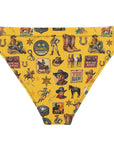 Yeehaw Vintage Cowboy Collage Mustard Bikini Bottom